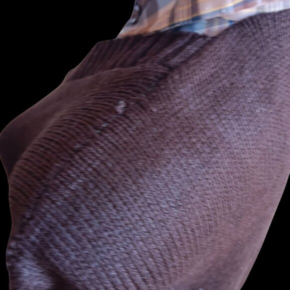 Women's Medium V-Neck Sweater Vintage 70's Brown Layered Look Cottage Granny - Picture 5 of 8